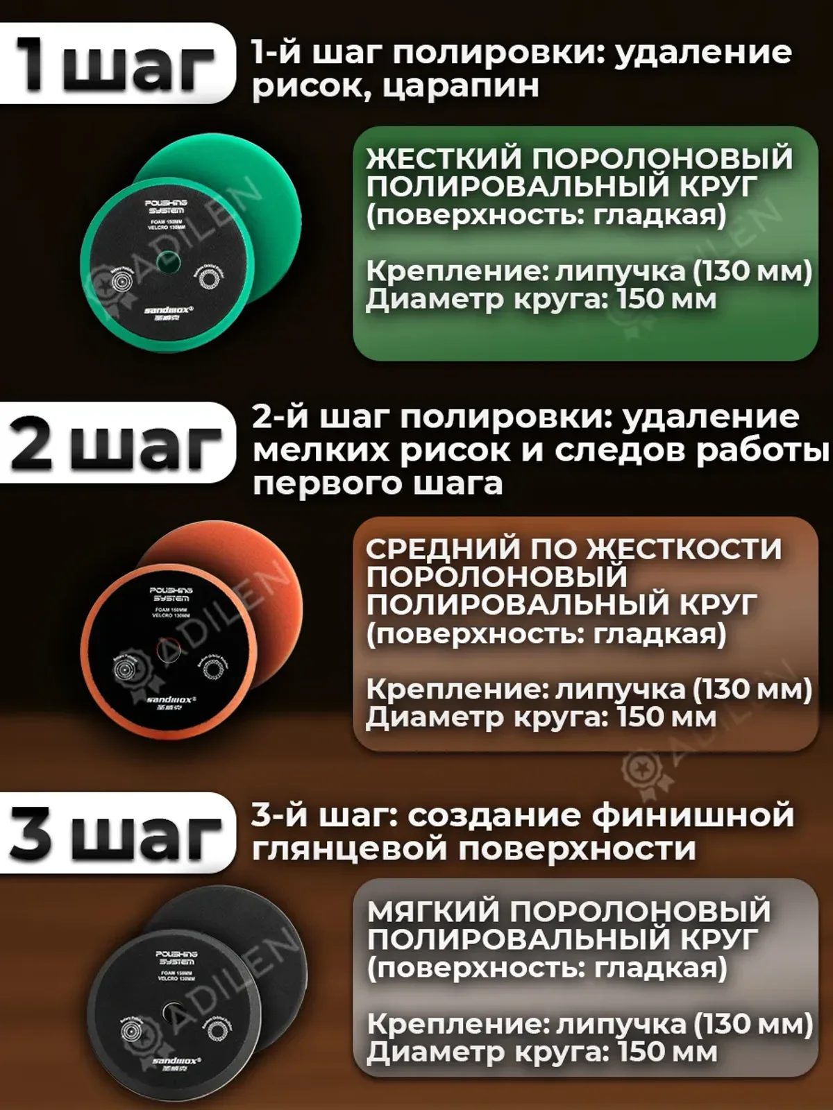 Круг полировальный SW гладкий 150 мм - ср. жесткости — фото 5