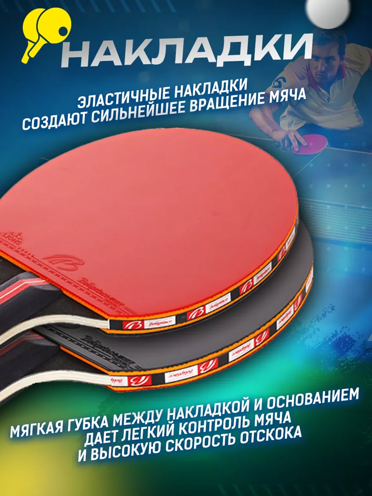 Набор Ракеток для настольного тенниса, пинг-понга — фото 3
