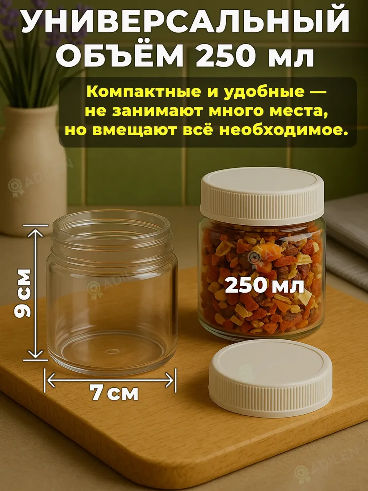 Набор банок 250 мл с белой крышкой (5 шт.) — фото 2