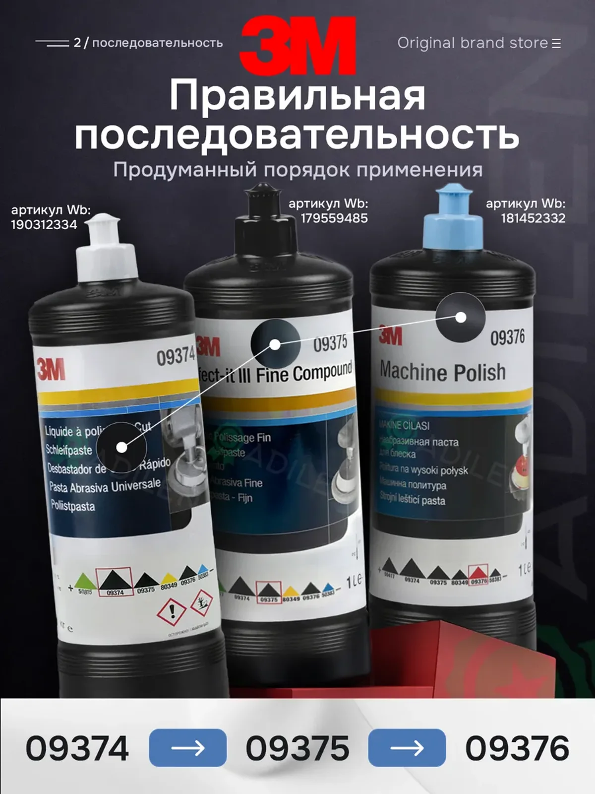 Полировальная паста 3M 75 для кузова авто 1 кг — фото 2